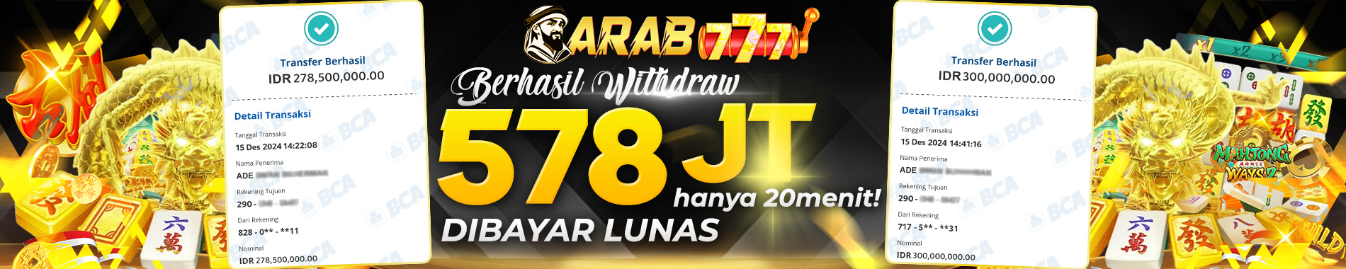 Jackpot Withdraw Besar Arab777